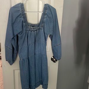 Free People Babydoll Denim Dress with Pockets
